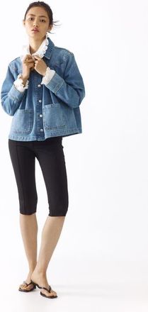 H&M Oversized Pleated Denim Jacket in Light Denim Blue at Nordstrom, Size X-Small