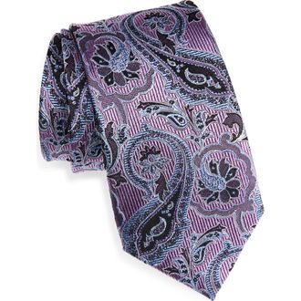 Nordstrom Floral Paisley Silk Tie in Purple at Nordstrom