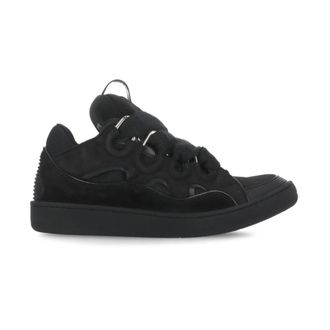 Lanvin Schoenen, Heren, Zwart, 46 EU, Leer, Leren Curb Sneakers