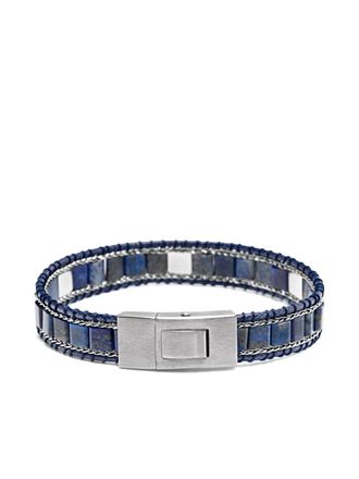 Nialaya stud lapis lazuli bracelet - men - Lapis Lazuli/stainless steel - M - Blue