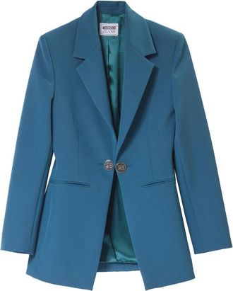 Moschino Getailleerd jasje met enkele knoopsluiting - Dames - Blazers - Groen - L - Leer - Jassen