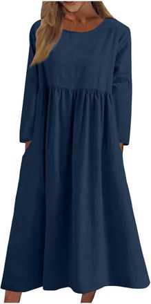 Generic Ladies Casual Dresses Modest Loose Dress for Women Elegant Long Skirts Plus Size Casual Dress for Women Fall Winter