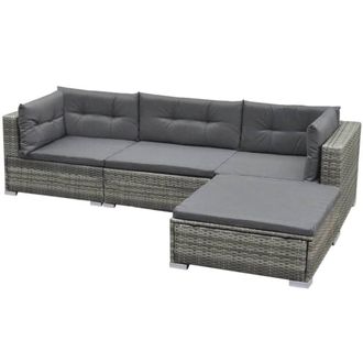 Berkfield Home Modern 5 Piece Garden Lounge Set with Cushions Poly Rattan Grey