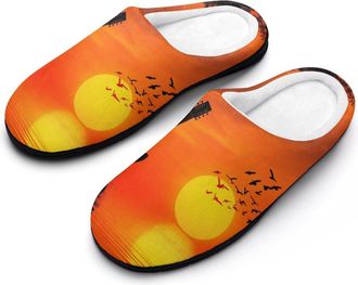 Generic Abstract Guitar Womens Slippers Warm House Slippers Indoor House Shoes with Anti-Skid Rubber Sole