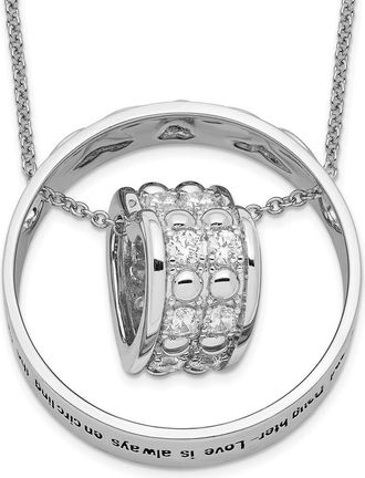 Diamond2Deal Sterling Silver Cubic Zirconia Antiqued Mother and Daughter Necklace