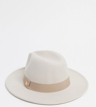 My Accessories London - Exklusiver, verstellbarer Fedora-Hut in Ecru-Weiß