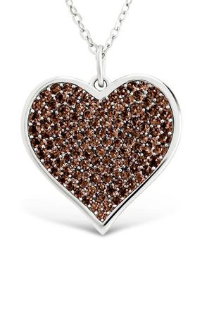Sterling Forever 14k Gold Plated Sterling Silver Chocolate Cubic Zirconia Heart Pendant Necklace at Nordstrom