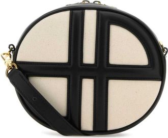 Patou Two-tone denim and leather Le JP shoulder bag