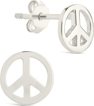 Sterling Forever Peace Sign Stud Earrings in Silver at Nordstrom