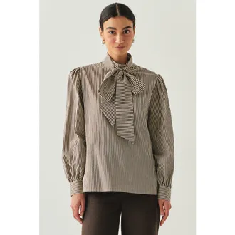 Exquise Indigo Cotton Blouse in Brown-Bone at Nordstrom, Size X-Small