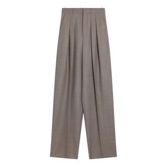 Saint Laurent Wide Trousers, female, Gray, Size: L Regular Trousers