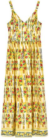 Philipp Plein Long Dress Plein Gelato - Dames - Maxi kleedjes - Geel - L - Katoen - Kleedjes