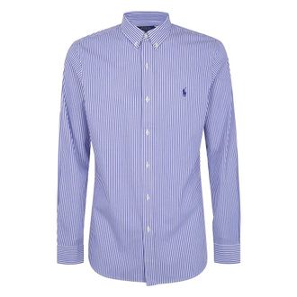 Ralph Lauren Gestreepte Button-Down Overhemd - Heren - Zakelijke Overhemden - Blauw - L - Katoen - Overhemden