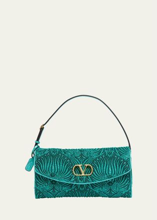Valentino Garavani Devain Metallic Jacquard Top-Handle Bag