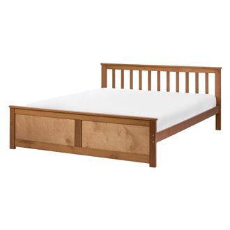 Beliani Cama Con Somier De Madera De Pino Mdf Minimalista 140 X 200 Cm Marr&oacute;n Olendon