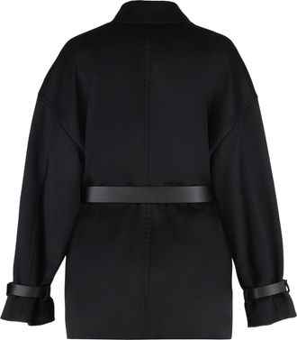 Max Mara Womens Double-Breasted Coat Pausa Virgin Wool Black Double Breasted & Peacoats