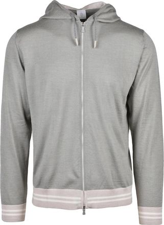 Eleventy Sage Green Wool Silk Zip Knit Sweatshirt