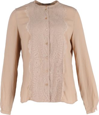 Alexander McQueen Alexander McQueen blouse met kanten afwerking in beige polyester