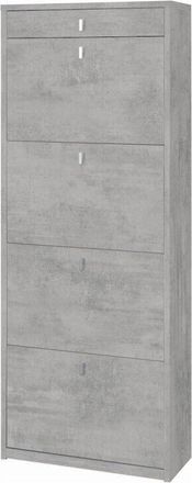 OEM Zapatero Con Cuatro Puertas Y Un Caj&oacute;n Superior Beton Cemento 63x29x H164 Cm