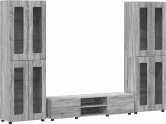 vidaXL TV Cabinet Set with Drawer Grey Sonoma Engineered Wood vidaXL