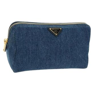 Prada Pre-owned Mini Bags, female, Blue, Size: ONE SIZE Pre-owned Canvas Pouch