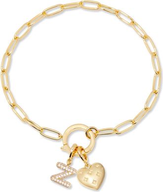 Brook & York Lillian Initial Heart Charm Bracelet in Gold Z at Nordstrom