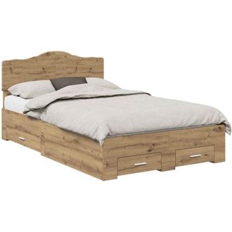 vidaXL Bed Frame with Drawer Artisan Oak 120 x 200 cm Engineered Wood vidaXL