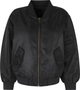Anine Bing Leon Black Zip-Up Oversized Bomber Jacket