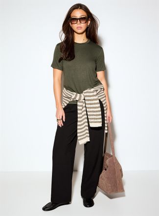 Icone Womens Pleated-waist thick crepe wide-leg pant