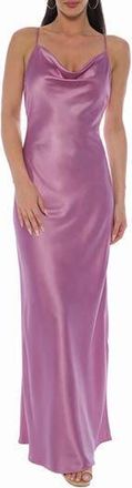 Marina Rossini Sleeveless Cowl Neck Satin Maxi Dress in Rose at Nordstrom Rack, Size X-Large