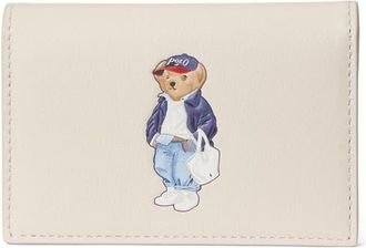 Polo Ralph Lauren Spring Bear Leather Card Wallet in Cream at Nordstrom
