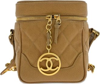 Chanel Borsa a spalla in pelle Caviar trapuntata anni 90 - Toni neutri