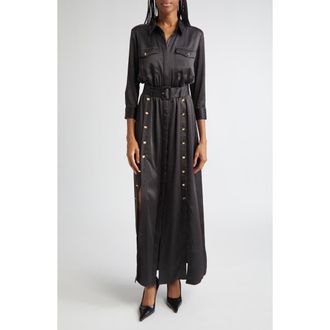 L'agence Uriah Button Belted Maxi Shirtdress in Black at Nordstrom Rack, Size Xx-Small