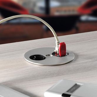 Bachmann Twist Redondo 1 Enchufe + Usb Doble Blanco Mate