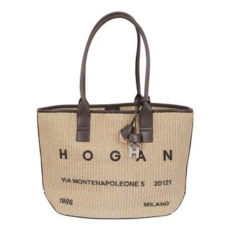 Hogan Tote Bags, female, Brown, Size: ONE SIZE Shopping in rafia
