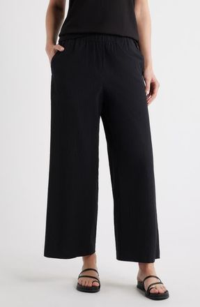 Eileen Fisher Ankle Wide Leg Pants in Black at Nordstrom, Size X-Large