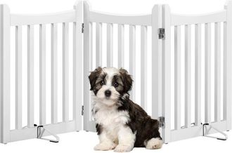Yaheetech Yaheetech Barrera De Seguridad Para Perros Plegable Parque Para Perro De Madera 201,5x60,5 Cm Puerta Para Perros Interior Recinto Perro Vallas Para Ma