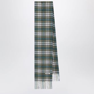 Auralee Sciarpa motivo check verde muschio in cashmere
