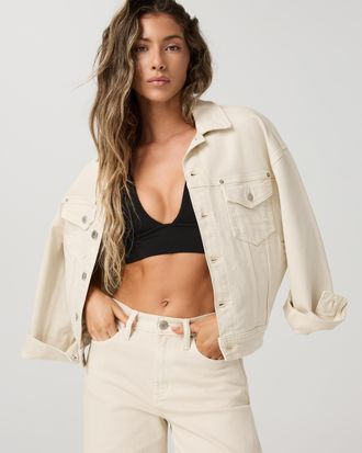 Vuori Clothing Womens Vuori Vintage Oversized Denim Jacket | Bone Denim | XS, Size Extra Small