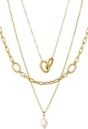 st. Moran Set of 3 Assorted Freshwater Pearl Necklaces in Gold/white at Nordstrom