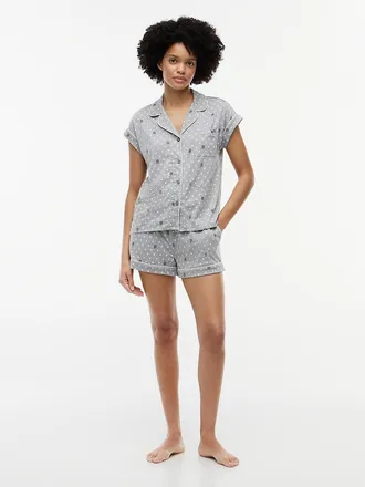 Tommy Hilfiger Womens Short And Shirt Sleep Set - Heather Grey - XL