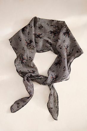 Elizabeth Gillett Gingham Floral Cotton Scarf