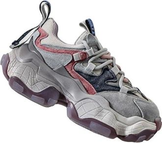 Generic Ladies Leather Height Increasing dad Shoes Versatile Casual Thick Sole Breathable Anti Slip Casual Sports Shoes (Purple,4.5)