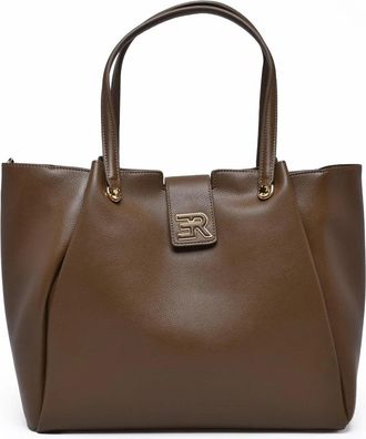 Ermanno Scervino Structured Taupe Polyurethane Vally Shoulder Bag