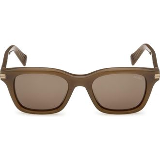 Ermenegildo Zegna 54mm Rectangular Sunglasses in Opal Green /Green at Nordstrom
