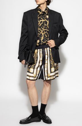 Balmain Silk Shirt With Print, Mens, Black
