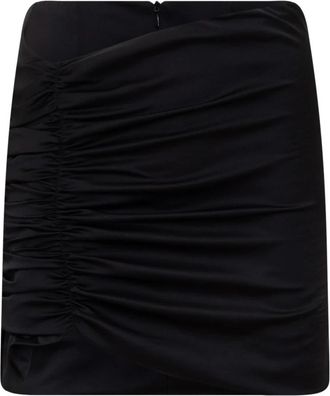 Nineminutes Gedrapeerde Mini Rok - Dames - Korte rokken - Zwart - 2XS - Satijn - Rokken