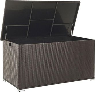 Beliani Caja De Almacenamiento Para Jard&iacute;n En Rat&aacute;n Sint&eacute;tico Marr&oacute;n 155 X 75 Cm Modena