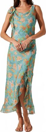 Astr Isabelle Dress In Blue Orange Floral