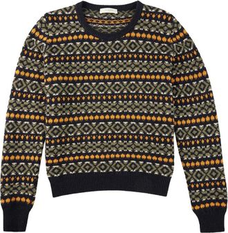 Zanone jacquard crew-neck sweater - women - Alpaca/Virgin Wool - 38 - Blue